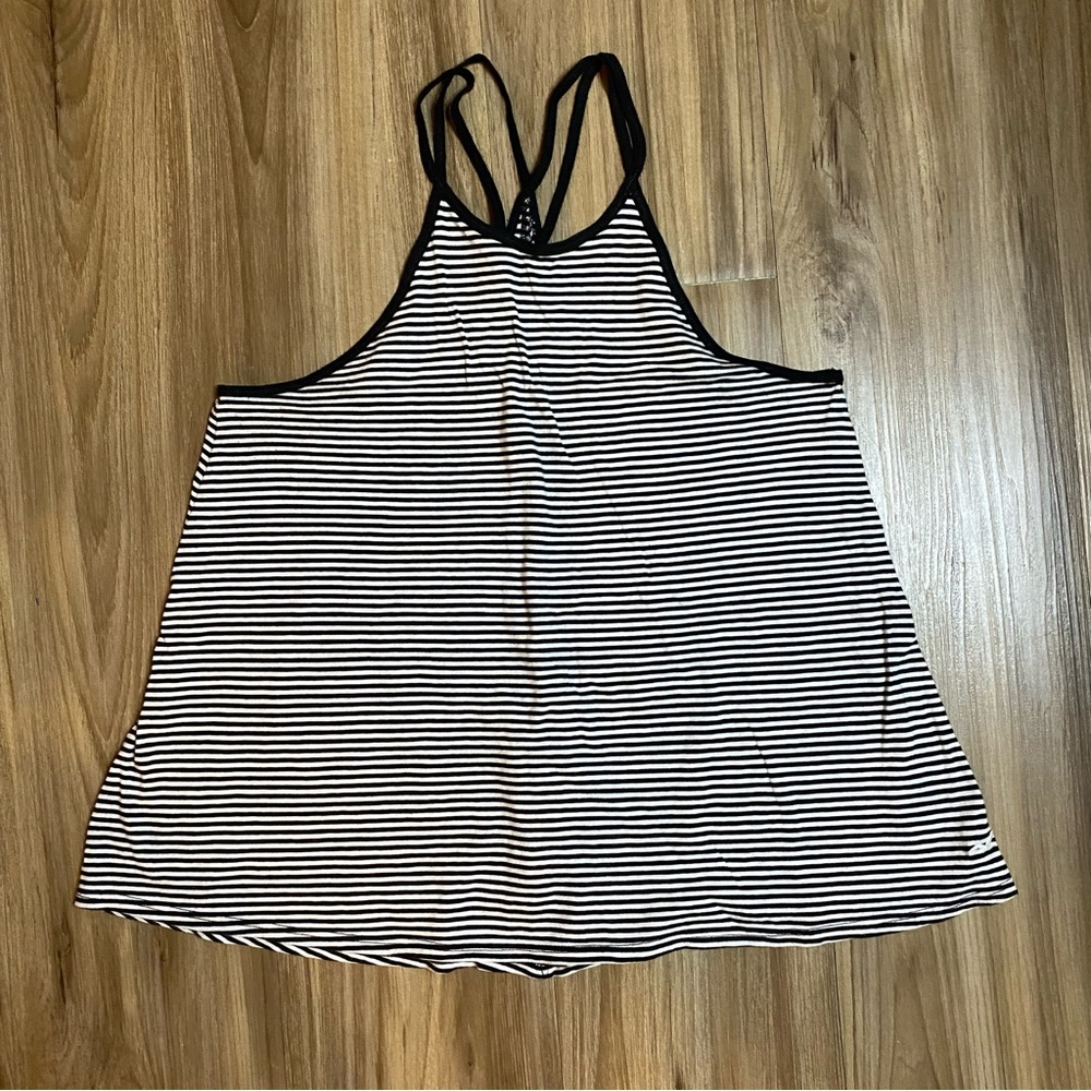 Hollister Black and White Stripe Swing Tank Top Size S